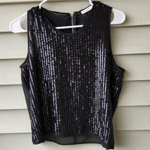 Classy Sequin night Sleeveless black top/  size S